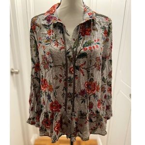Anthropologie Floral Peasant Blouse